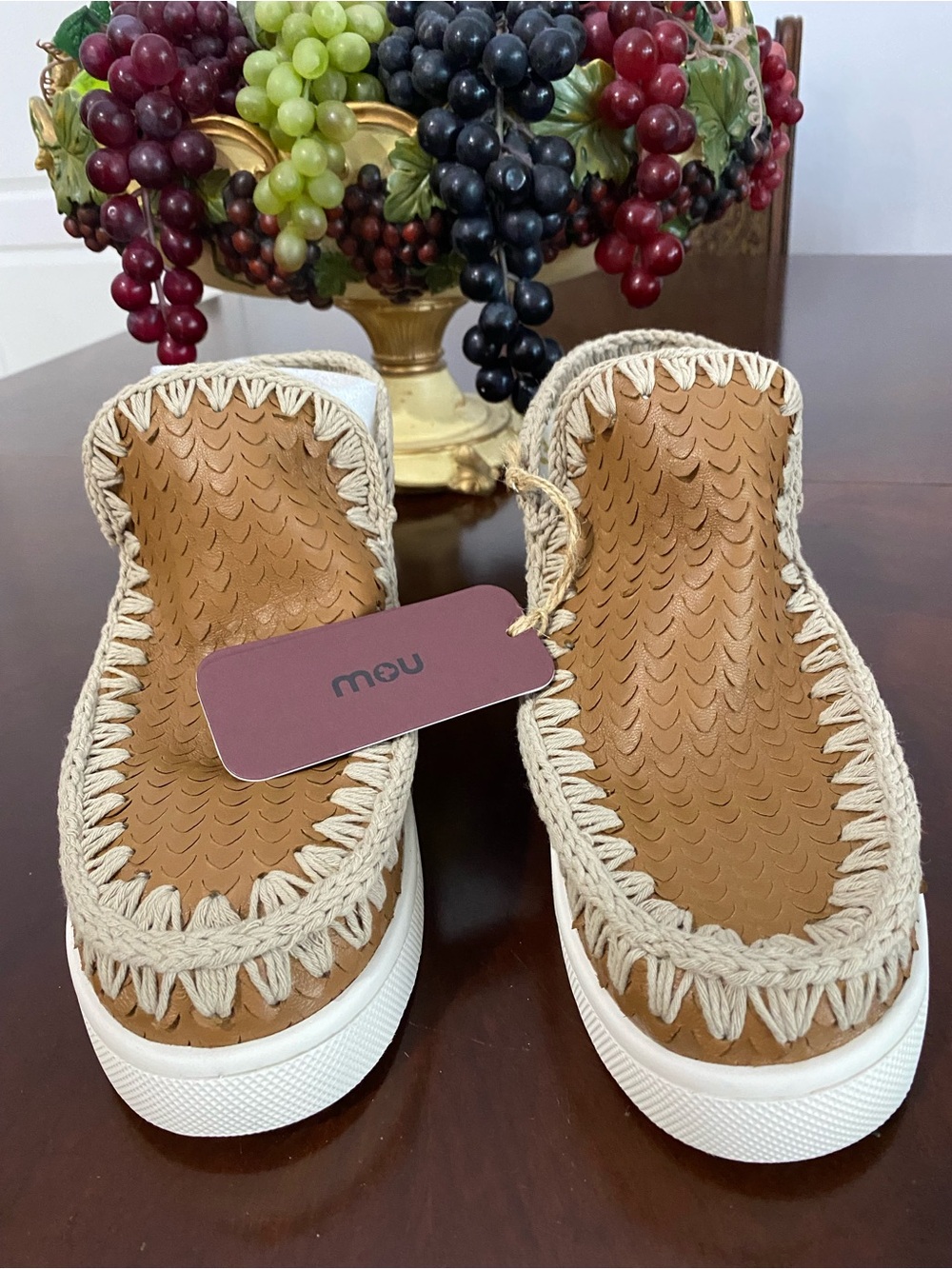 Mou Women's Tan Slip-On Moccasin Sneakers